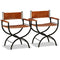 Swen Studio -  Folding Chairs 2 pcs Black and Brown Real Leather